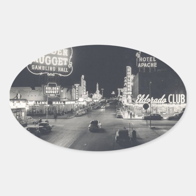 Downtown Las Vegas Retro Oval Sticker (Front)