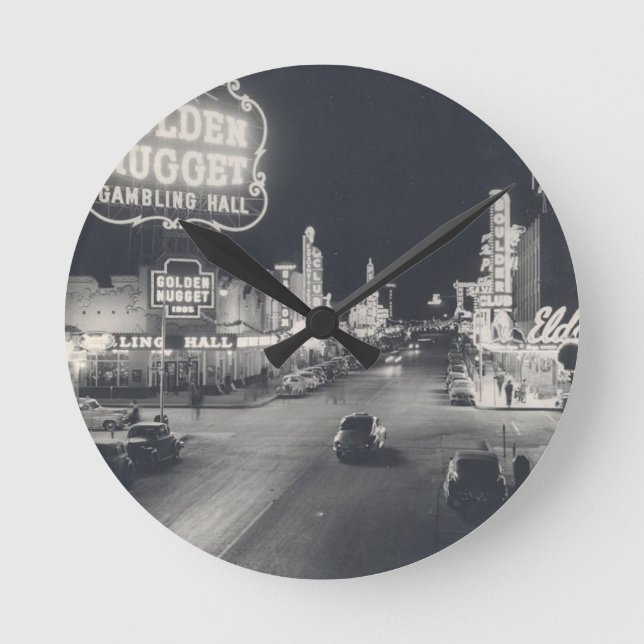 Downtown Las Vegas Retro Round Clock (Front)