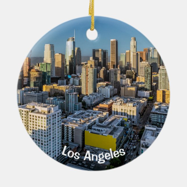 Downtown Los Angeles City View Ceramic Tree Decoration (Back)