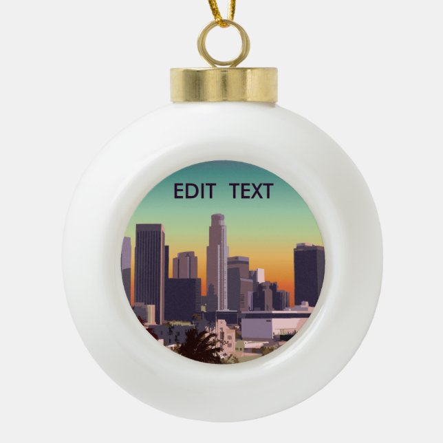 Downtown Los Angeles - Customisable Image Ceramic Ball Christmas Ornament (Front)