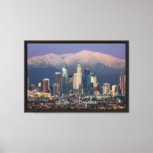 Downtown Los Angeles with Snow Capped Mountains Canvas Print