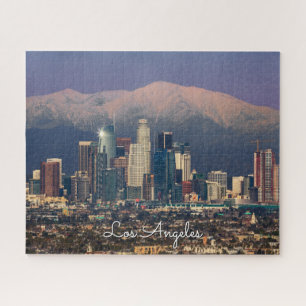Downtown Los Angeles with Snow Capped Mountains Jigsaw Puzzle