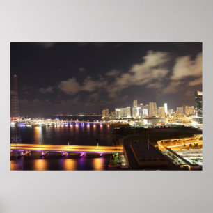 Downtown Miami by Night Poster