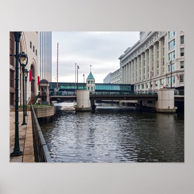 downtown milwaukee riverfront and architecture poster (Front)