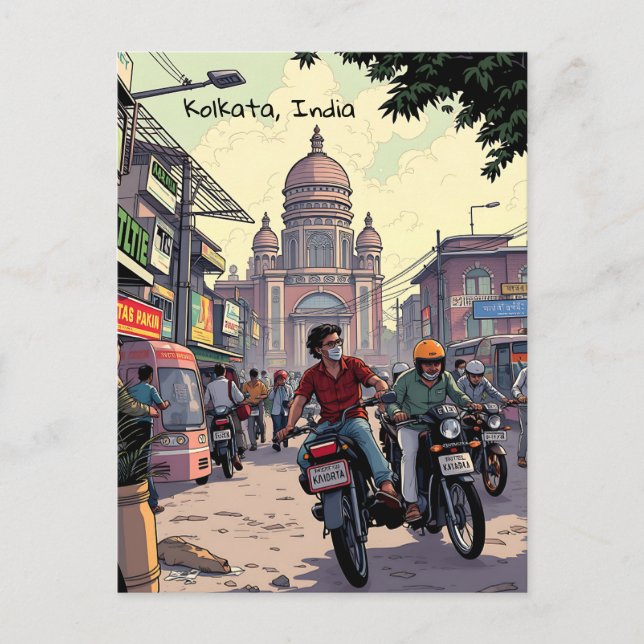Downtown Motor Bikes in Kolkata, India Postcard (Front)