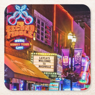 Downtown Nashville Tennessee Nightlife Square Paper Coaster