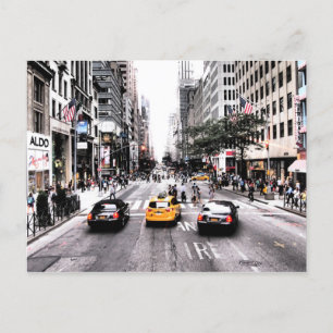 Downtown New York Taxi Cabs Postcard