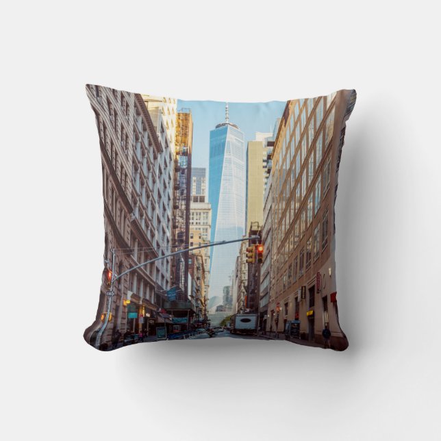 Downtown New York View of World Trade Center Cushion (Front)
