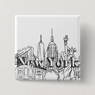 Downtown NYE New York Vacation Souvenirs NYC Gift 15 Cm Square Badge