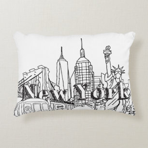 Downtown NYE New York Vacation Souvenirs NYC Gift  Decorative Cushion
