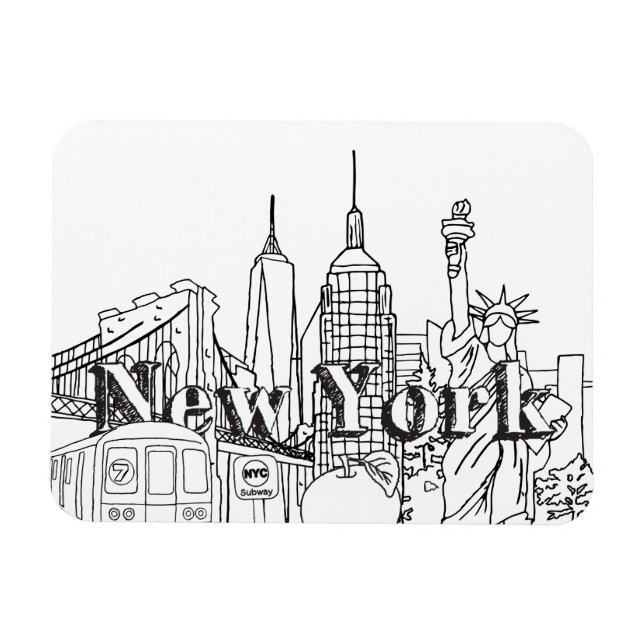 Downtown NYE New York Vacation Souvenirs NYC Gift  Magnet (Horizontal)