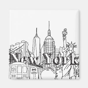 Downtown NYE New York Vacation Souvenirs NYC Gift Magnet
