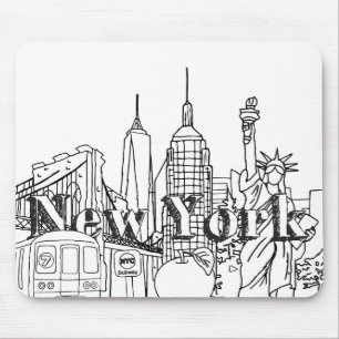 Downtown NYE New York Vacation Souvenirs NYC Gift Mouse Mat
