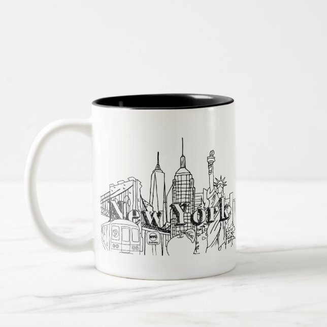 Downtown NYE New York Vacation Souvenirs NYC Gift Two-Tone Coffee Mug (Left)