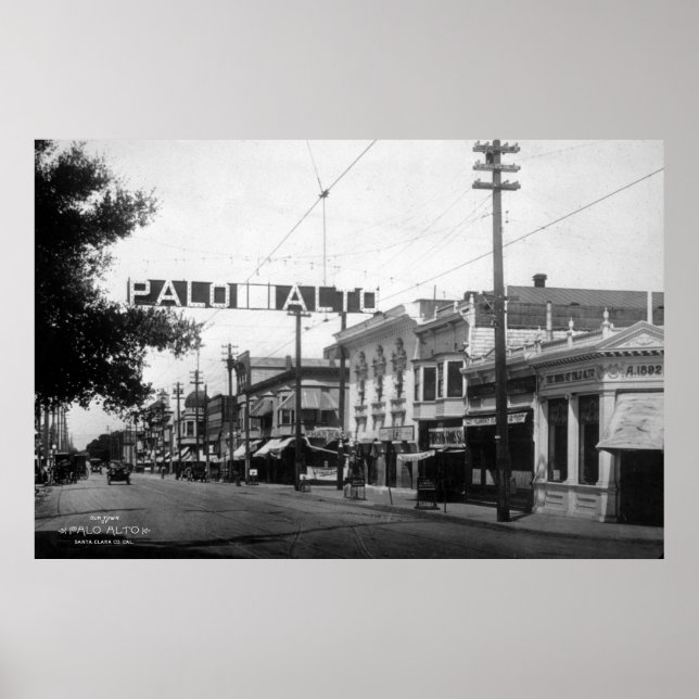 Downtown Palo Alto in 1914 Poster (Front)