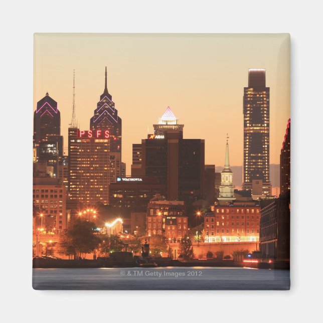 Downtown Philadelphia, Pennsylvania at sunset Magnet (Front)