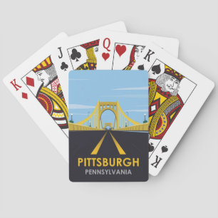 Downtown Pittsburgh, PA Bridge Vintage Travel Playing Cards