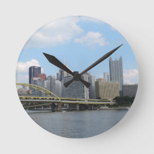 Downtown Pittsburgh Skyline Round Clock