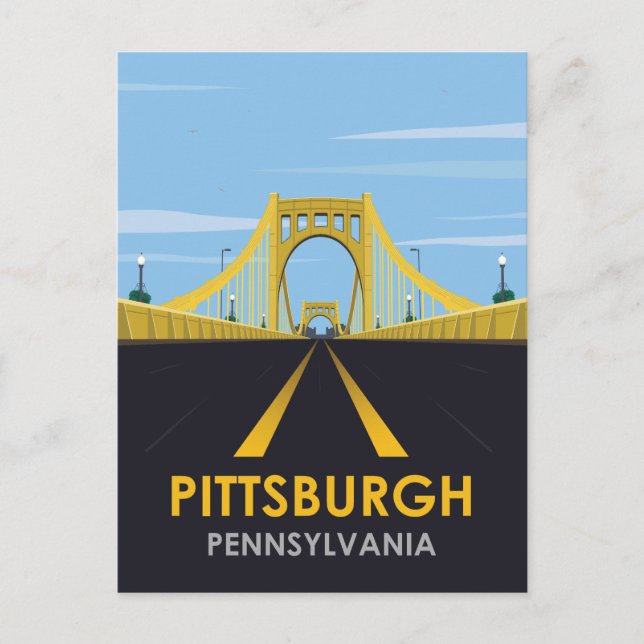Downtown Pittsburgh Vintage Save the Date Postcard (Front)