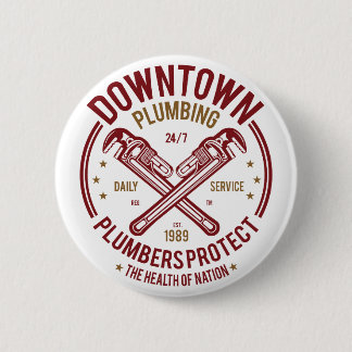 Downtown Plumbing Daily Service 24/7 Plumber 6 Cm Round Badge