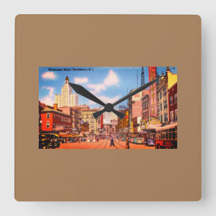Downtown Providence, RI Vintage Photo Square Wall Clock