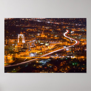 Downtown Roanoke, Virginia at Night. Poster