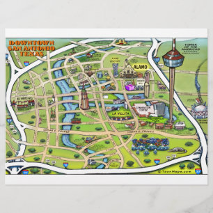 Downtown San Antonio Cartoon Map