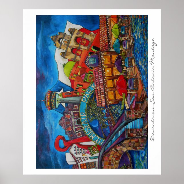 Downtown San Antonio Montage Print (Front)