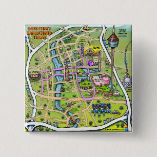 Downtown San Antonio Texas 15 Cm Square Badge