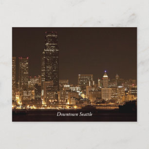 Downtown Seattle at night Postcard