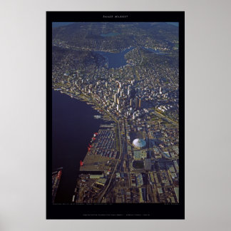Downtown Seattle at Sunset With Kingdome, 1999 Poster