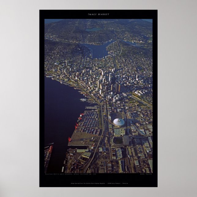 Downtown Seattle at Sunset With Kingdome, 1999 Poster (Front)