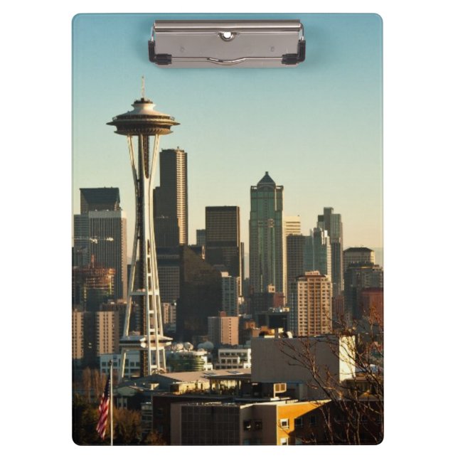 Downtown Seattle skyline and Space Needle Clipboard (Front)