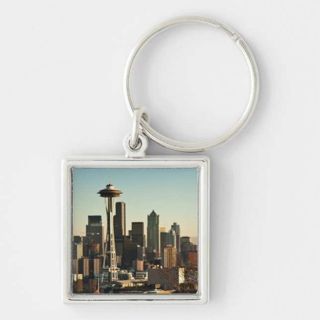 Downtown Seattle skyline and Space Needle Key Ring (Front)