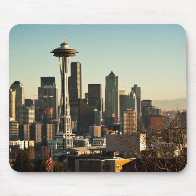 Downtown Seattle skyline and Space Needle Mouse Mat (Front)