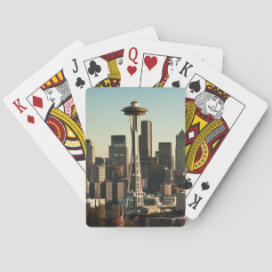 Downtown Seattle skyline and Space Needle Playing Cards
