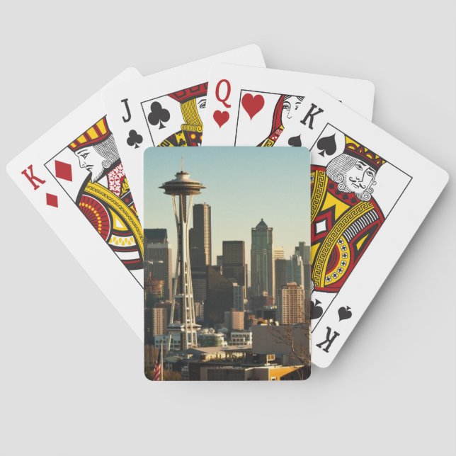 Downtown Seattle skyline and Space Needle Playing Cards (Back)