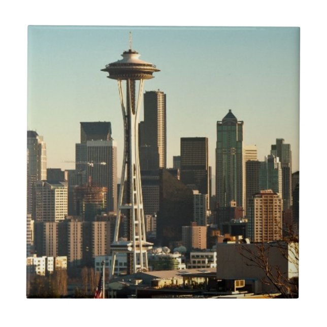 Downtown Seattle skyline and Space Needle Tile (Front)