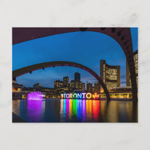 Downtown Toronto by night postcard