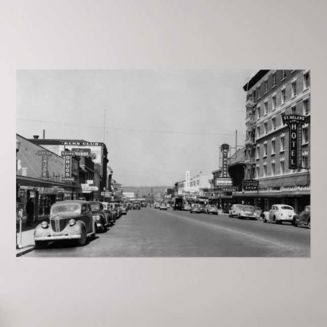 Downtown View of Chehalis, Washington Photograph Poster (Front)