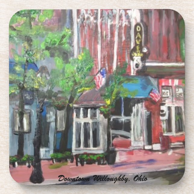 Downtown Willoughby, Ohio Painting Coaster (Front)