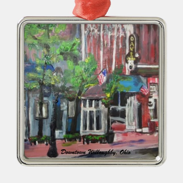 Downtown Willoughby, Ohio Painting Ornament (Front)
