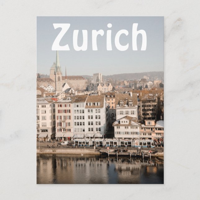 Downtown Zurich from Above Aerial Rail Aesthetic Postcard (Front)