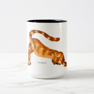 Downward Cat Mug-Original Art by SQ Streater Two-Tone Coffee Mug