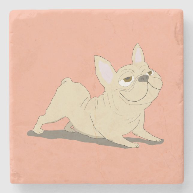 Downward dog stone coaster (Front)