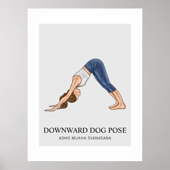 Downward-facing Dog Pose Yoga Fitness Woman Poster (Front)