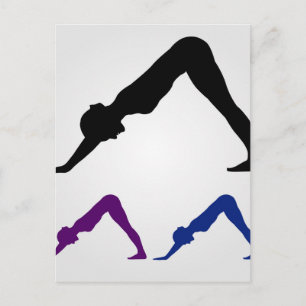 downward facing dog yoga pose postcard
