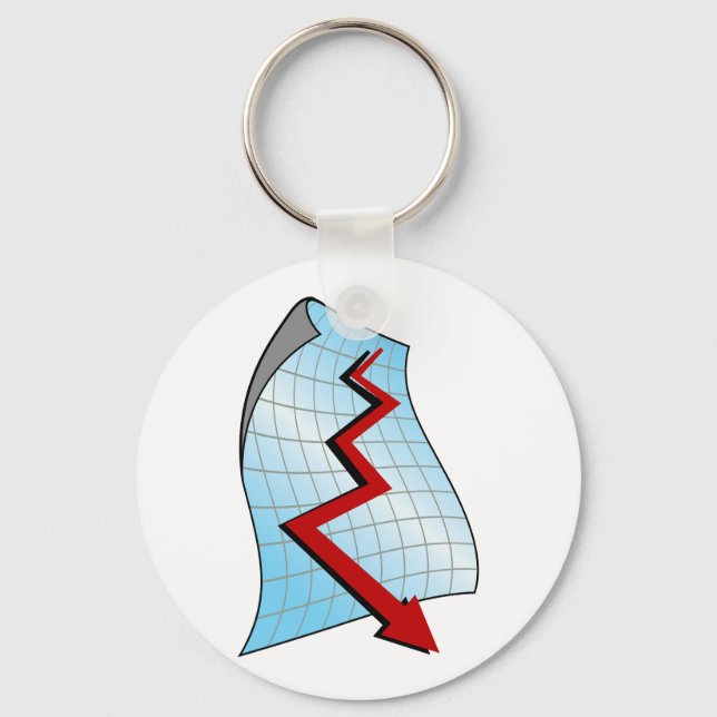 Downward Graph Red Arrow Key Ring (Front)