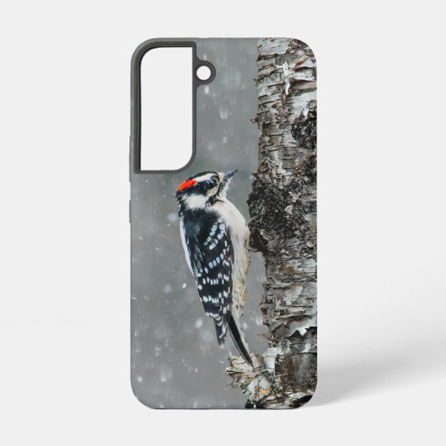 Downy Woodpecker in Snow - Original Photograph Samsung Galaxy S22 Case (Back)