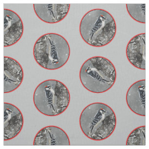 Downy Woodpecker in Winter Original Photograph Fabric